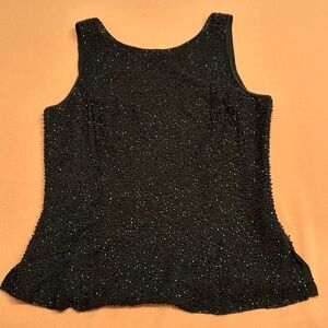 New Beaded, Basix ll Lined Eveing Top. Black. Size 4.